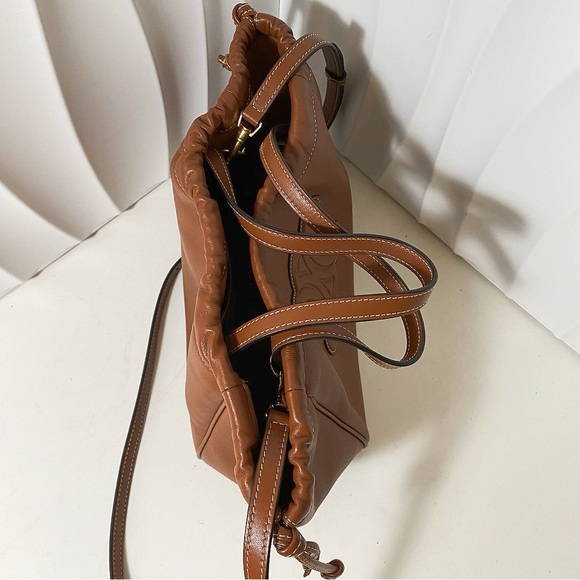 CELINE Triomphe Brown Leather Drawstring Bucket Bag - Picture 5 of 11